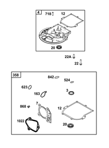 Crankcase Cover/Sump Group Diagram and Parts List for 09P702-0182-H5 020000 - 09Z999 Briggs and Stratton Engine